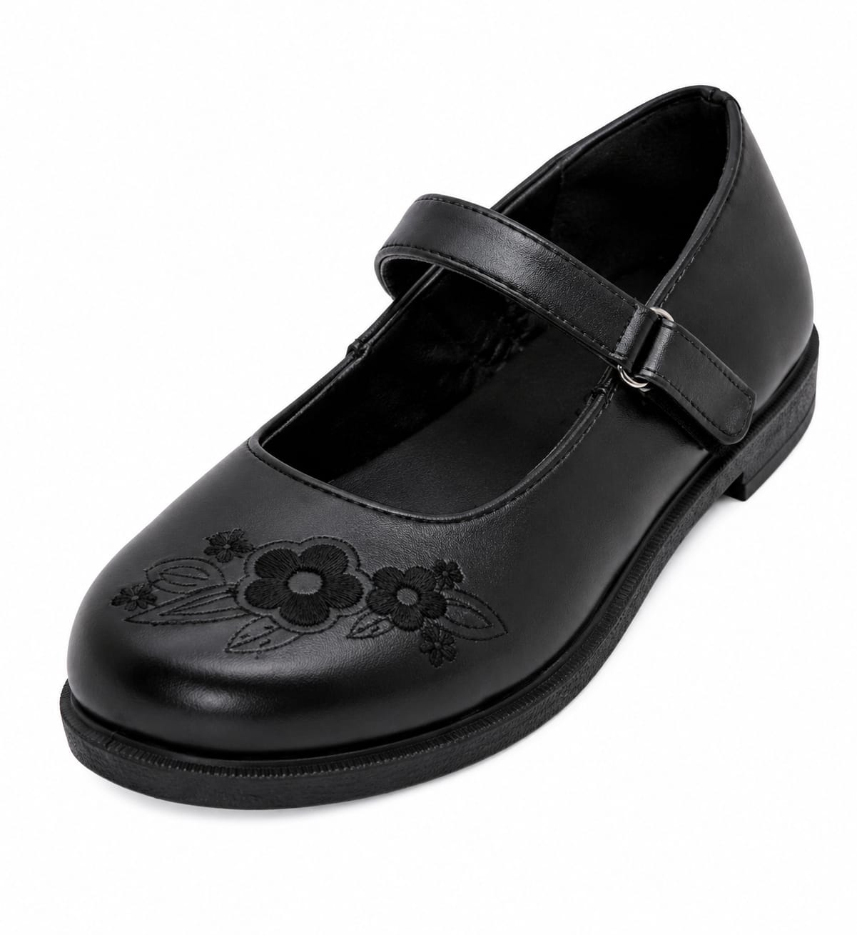 Easy USA Girls' Floral Embroidered Mary Jane School & Dress Shoes – Black