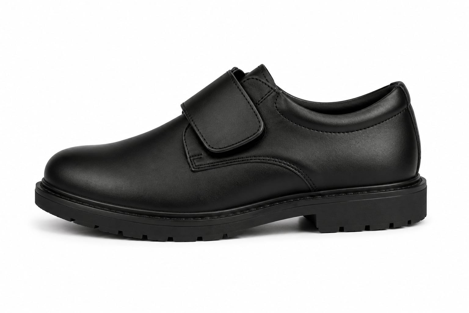 Boys' Classic Black Uniform Oxford Shoes – Easy Hook-and-Loop Strap