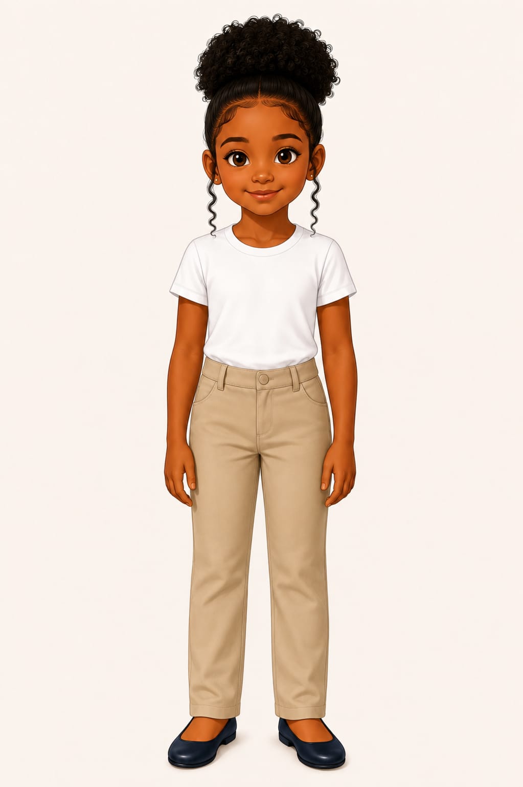 Girls' Flat-Front School Uniform Pants – Navy Blue & Khaki