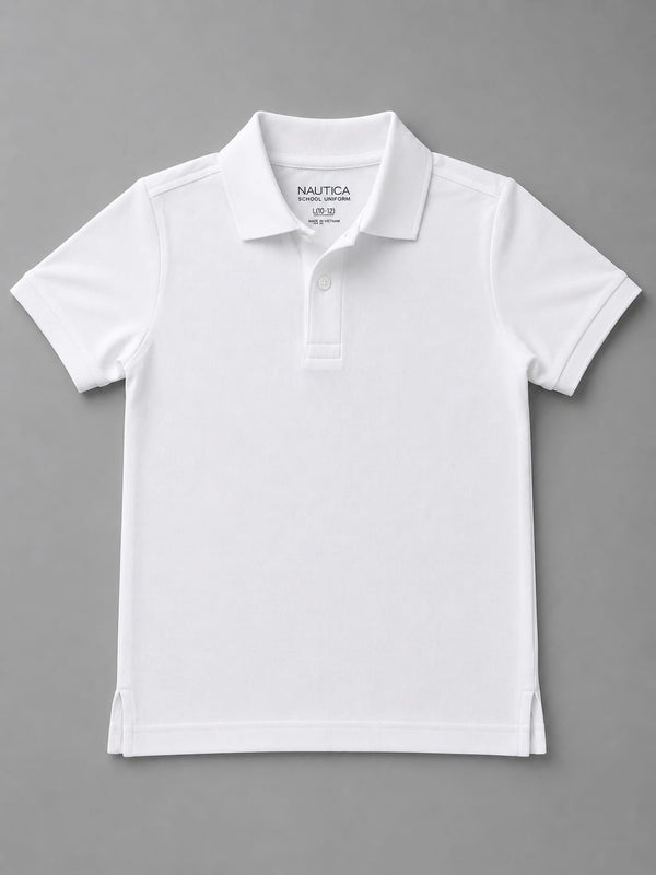 Nautica Boys' Short-Sleeve School Uniform Polo Shirt – White