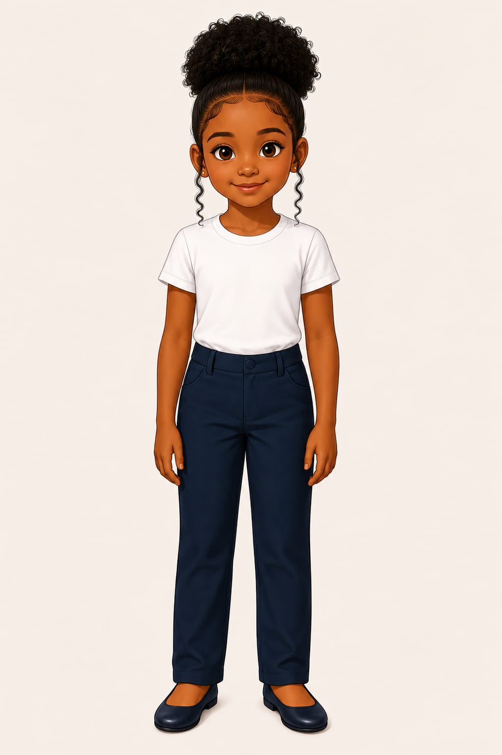 Girls' Flat-Front School Uniform Pants – Navy Blue & Khaki