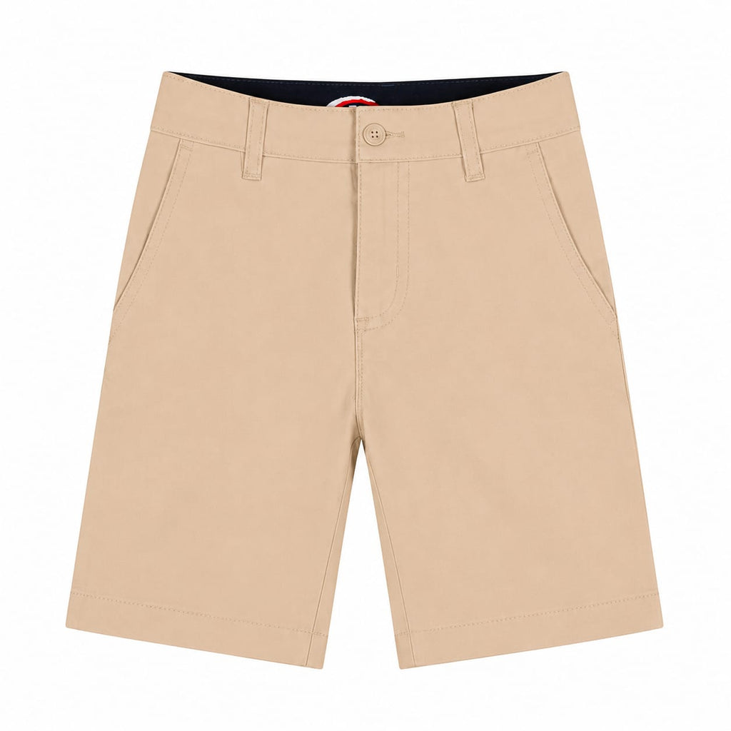 Boys' Flat-Front School Uniform Shorts – Khaki & Navy