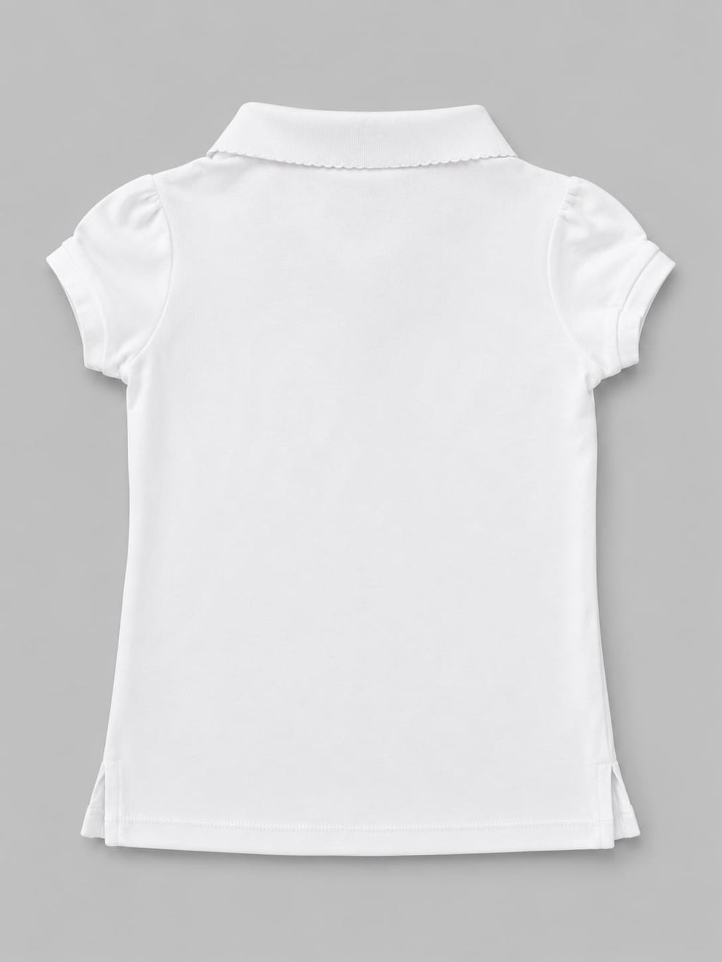 Nautica Girls' Short-Sleeve School Uniform Polo Shirt – White with Pink Trim