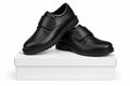Boys' Classic Black Uniform Oxford Shoes – Easy Hook-and-Loop Strap