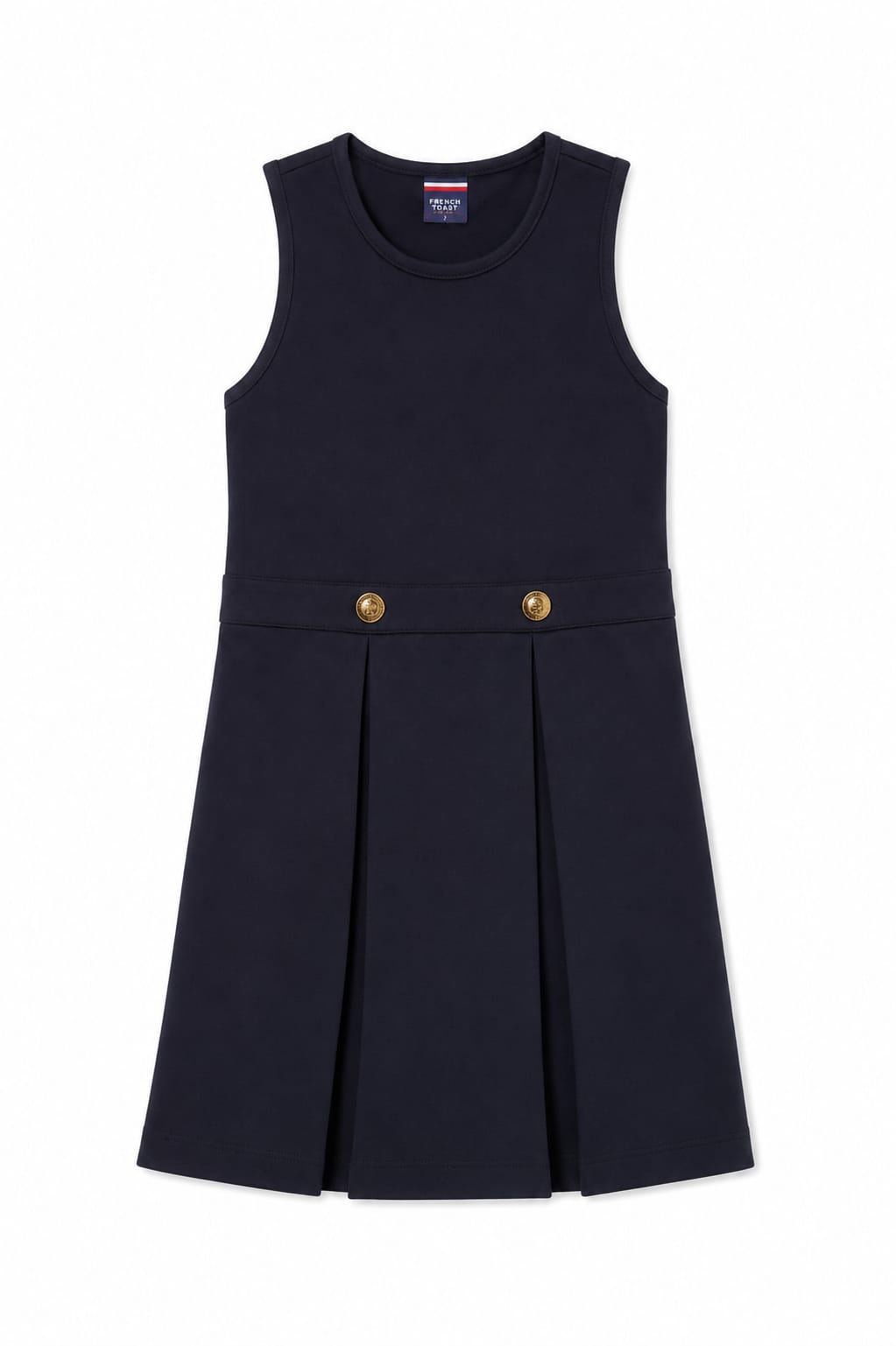 Premium Wear Girls' Front-Button Pleated School Uniform Jumper – Khaki & Navy Blue