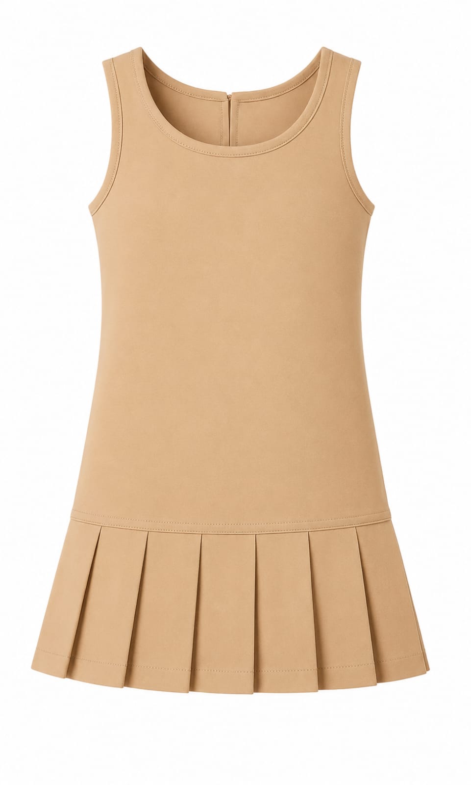Girls' Pleated Drop-Waist School Uniform Jumper – Khaki & Navy Blue