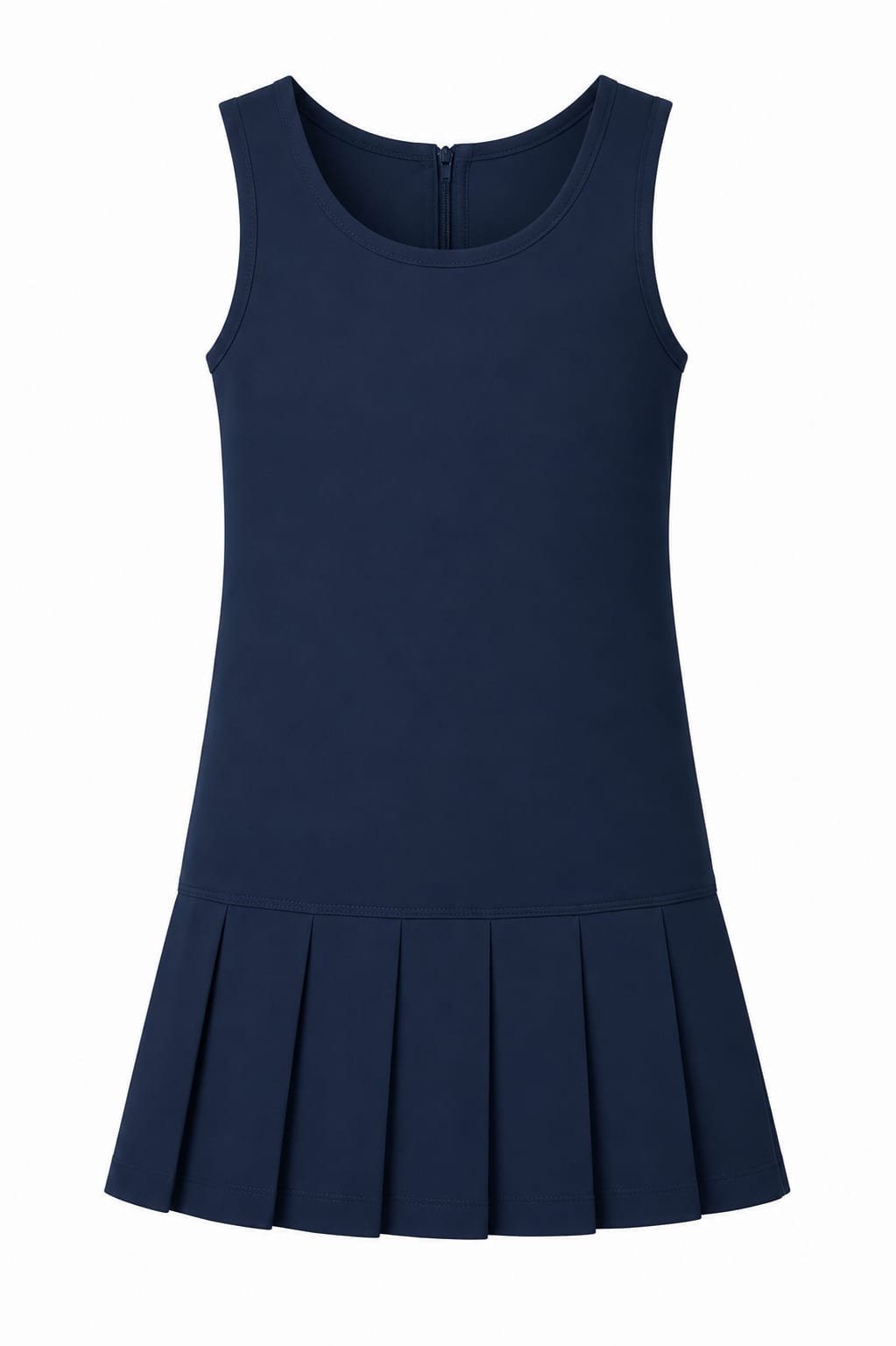 Girls' Pleated Drop-Waist School Uniform Jumper – Khaki & Navy Blue