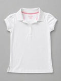 Nautica Girls' Short-Sleeve School Uniform Polo Shirt – White with Pink Trim