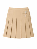 French Toast Girls' Double-Buckle Pleated School Uniform Skirt – Khaki & Navy Blue