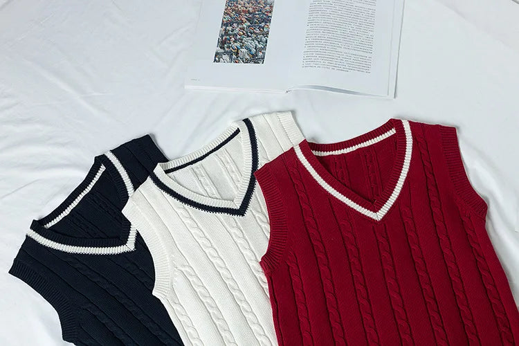School Uniform Sweater For Women And Men College British Japanese JK V-Neck Girls Boys Vest Cotton Outerwear Knitting Waistcoat