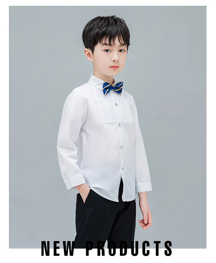 Baby Toddler Teenage Clothes School Uniform Boys Shirts White Long Sleeve Turn-down Collar Kids Shirt For Boys Children Tops