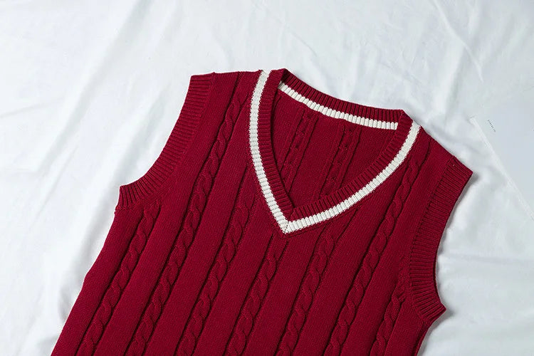 School Uniform Sweater For Women And Men College British Japanese JK V-Neck Girls Boys Vest Cotton Outerwear Knitting Waistcoat