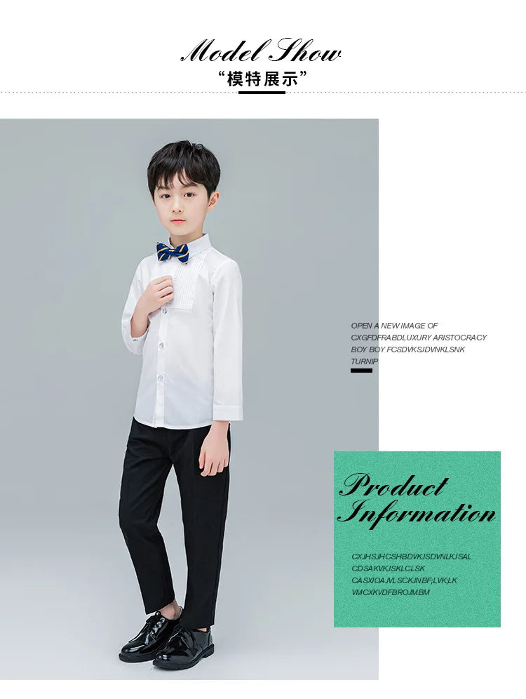Baby Toddler Teenage Clothes School Uniform Boys Shirts White Long Sleeve Turn-down Collar Kids Shirt For Boys Children Tops