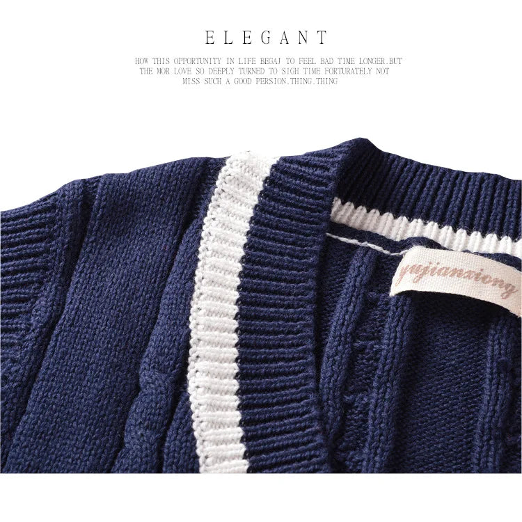 School Uniform Sweater For Women And Men College British Japanese JK V-Neck Girls Boys Vest Cotton Outerwear Knitting Waistcoat