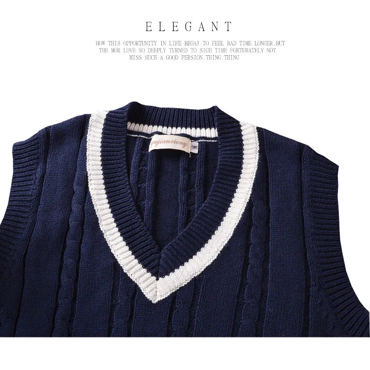 School Uniform Sweater For Women And Men College British Japanese JK V-Neck Girls Boys Vest Cotton Outerwear Knitting Waistcoat