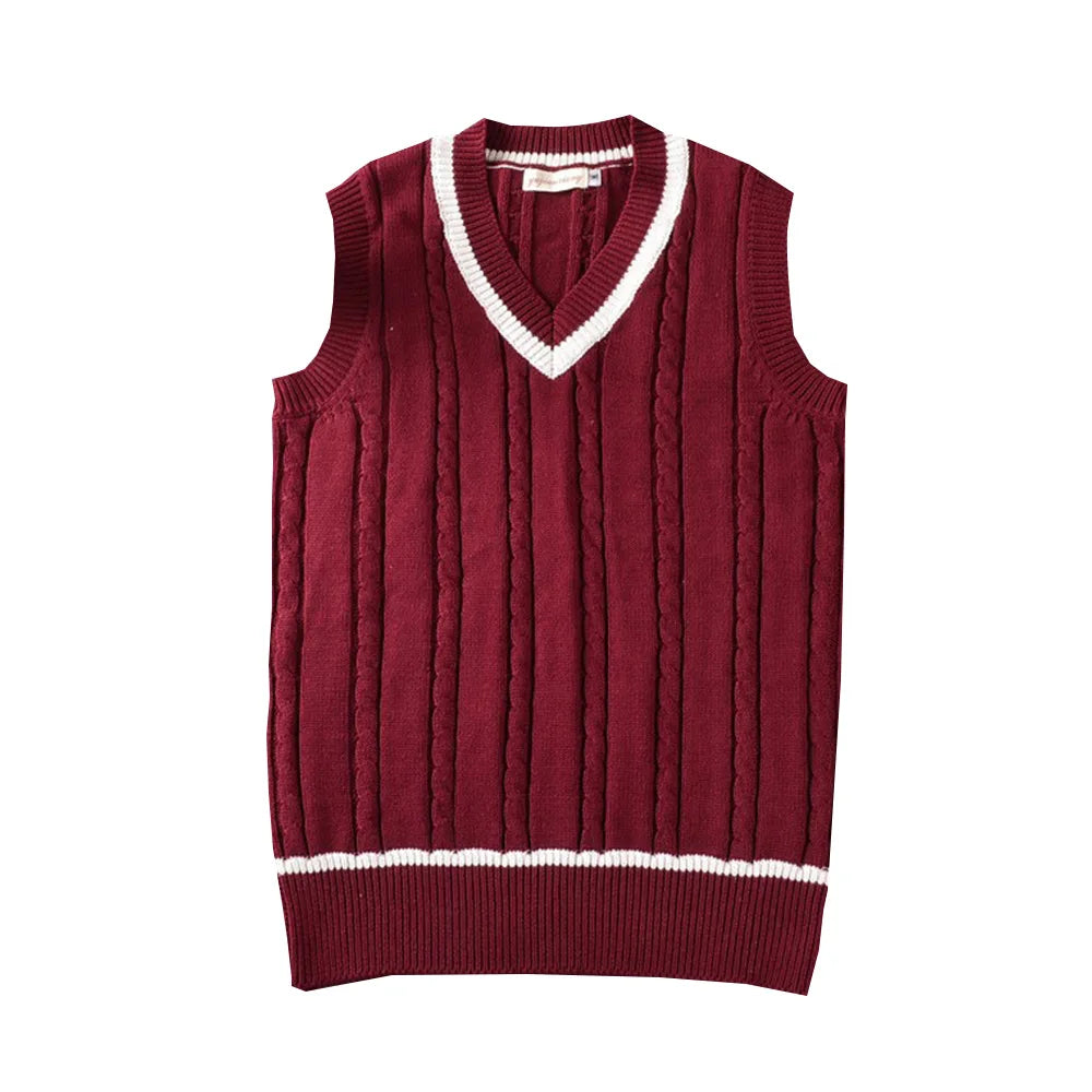School Uniform Sweater For Women And Men College British Japanese JK V-Neck Girls Boys Vest Cotton Outerwear Knitting Waistcoat