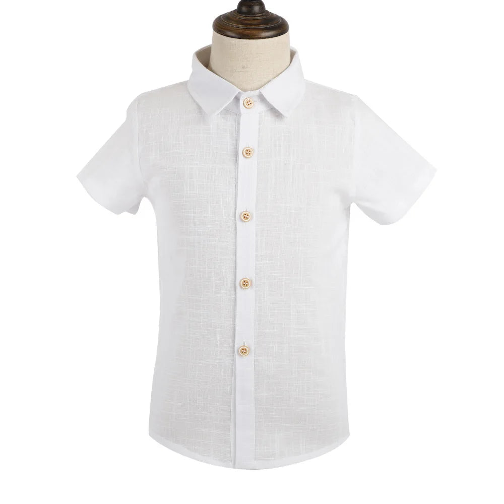 Baby Toddler Teenage Clothes School Uniform Boys Shirts White Long Sleeve Turn-down Collar Kids Shirt For Boys Children Tops