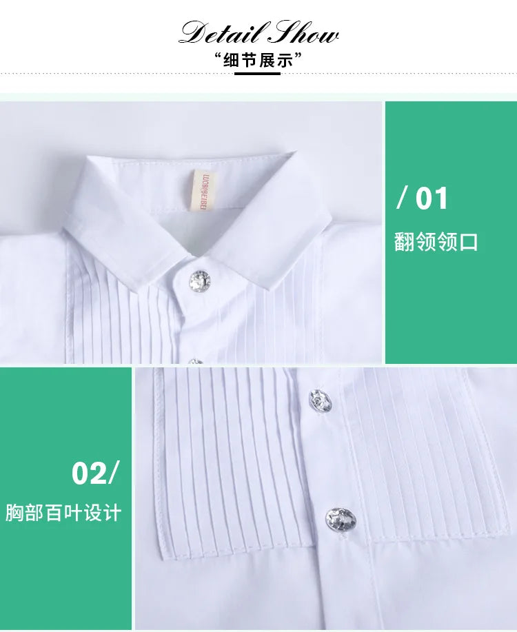 Baby Toddler Teenage Clothes School Uniform Boys Shirts White Long Sleeve Turn-down Collar Kids Shirt For Boys Children Tops