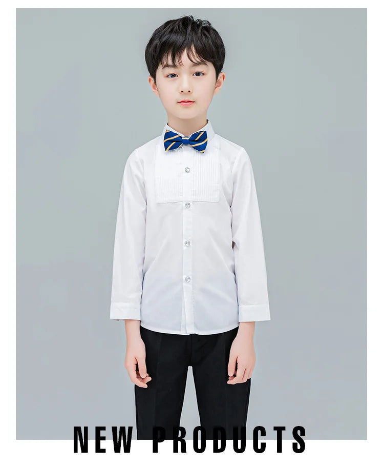 Baby Toddler Teenage Clothes School Uniform Boys Shirts White Long Sleeve Turn-down Collar Kids Shirt For Boys Children Tops