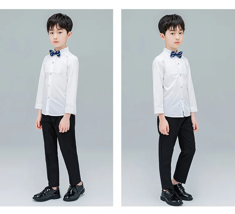 Baby Toddler Teenage Clothes School Uniform Boys Shirts White Long Sleeve Turn-down Collar Kids Shirt For Boys Children Tops