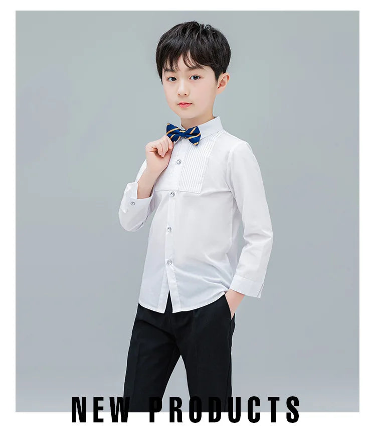 Baby Toddler Teenage Clothes School Uniform Boys Shirts White Long Sleeve Turn-down Collar Kids Shirt For Boys Children Tops