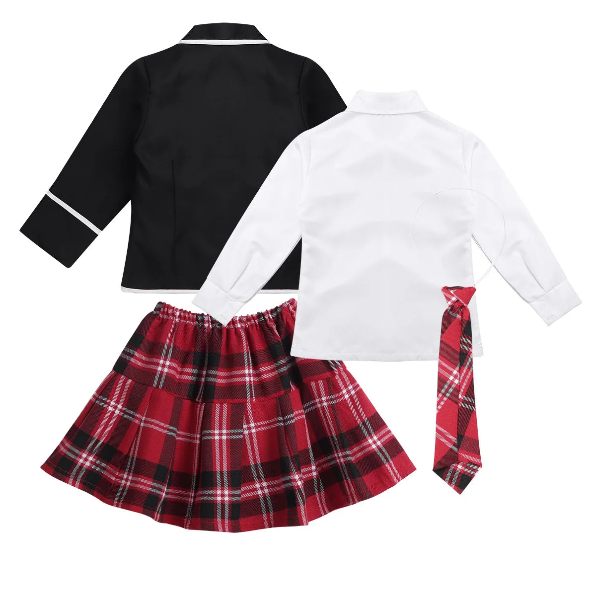Kids Teens Japanese School Uniform Cosplay Student Costume Girls British Style School Uniform Coat with Shirt Tie Mini Skirt Set