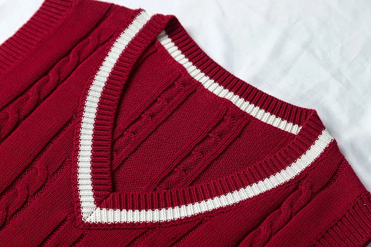 School Uniform Sweater For Women And Men College British Japanese JK V-Neck Girls Boys Vest Cotton Outerwear Knitting Waistcoat