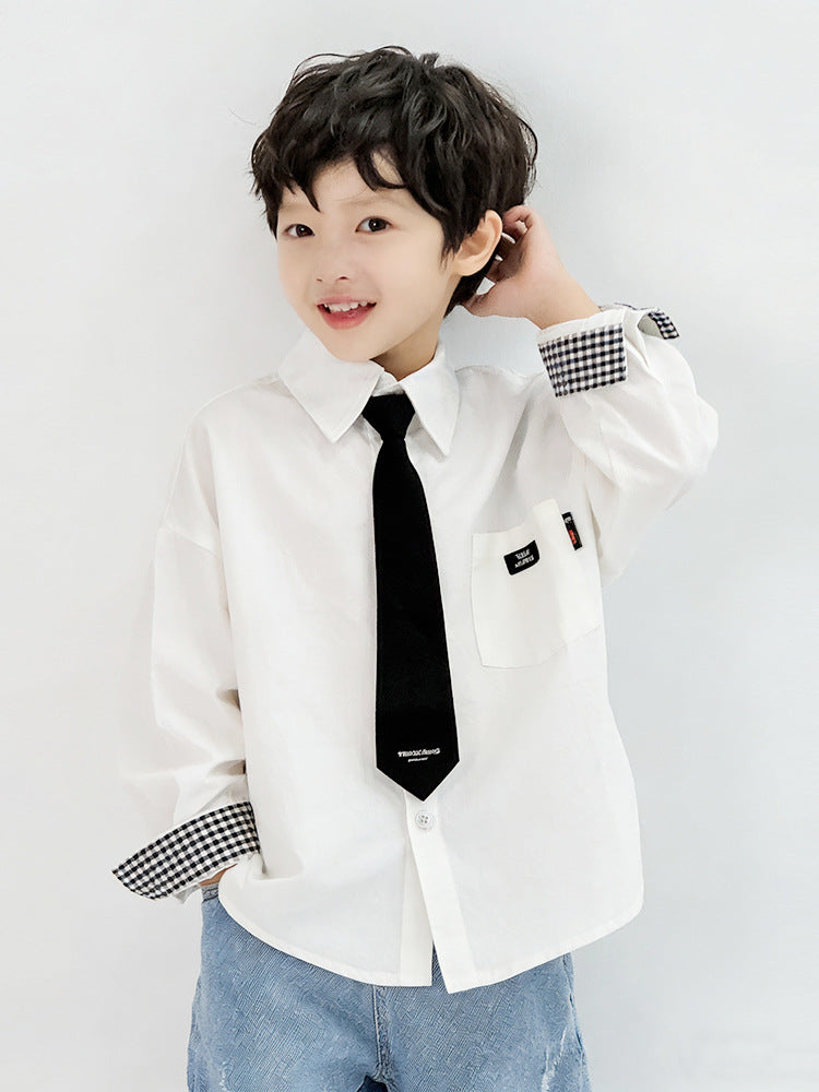 Boys Polo Shirts 2026 Autumn Spring T-shirts for Kids School Uniform Children White Blouse Teenager Outerwear Baby Outfits