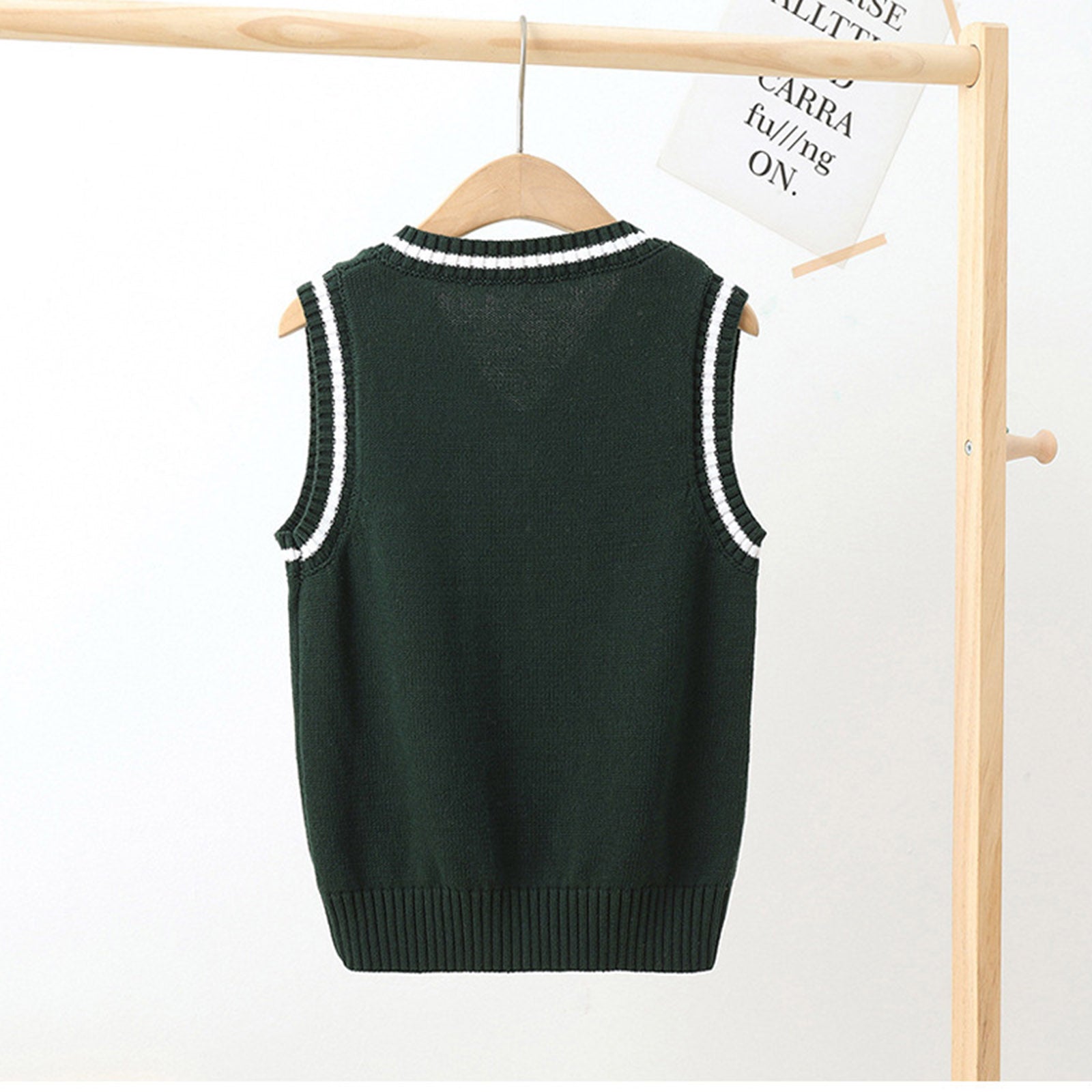 Boys Girls School Uniform Waistcoat Casual Knitted Sweater Vest V Neck Preppy Style Outerwear Children Spring Autumn Clothing