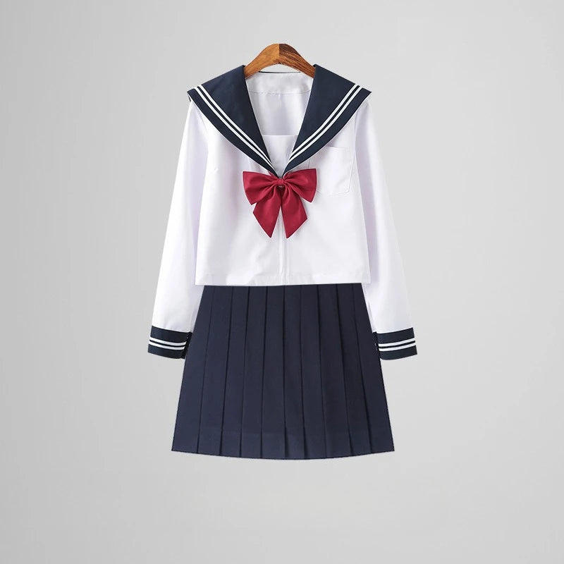 Traditional Versatile JK School Uniform Skirt Japanese Kansai Collar Two-piece Sailor Uniform Academic Style Graduation Outfit