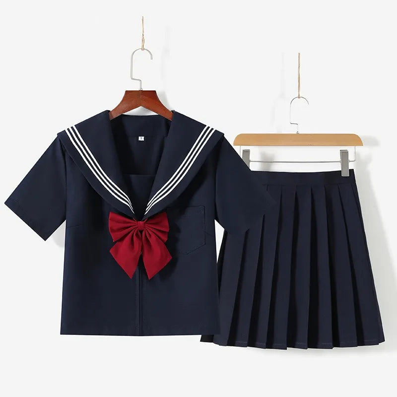 Japanese School Uniform Girls Fashion Versatile College Style Fresh Sweet Jk Suit Basic Sailor Suit Female Long-sleeved Suit New