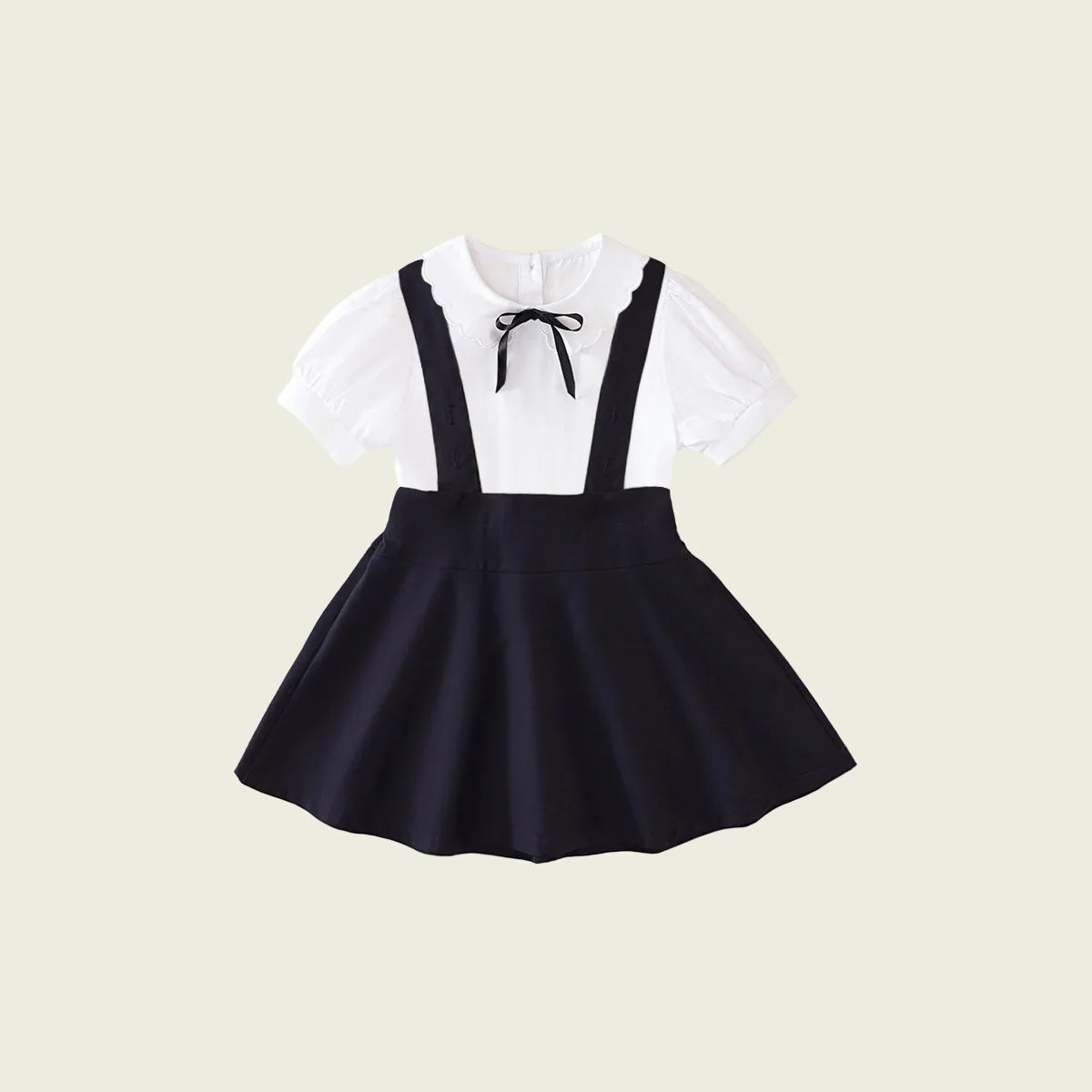 Kids White Blouse Pleated Skirt Sets Sundress Black for Girls Elementary School Student Uniform Suit Blue School Children Dress