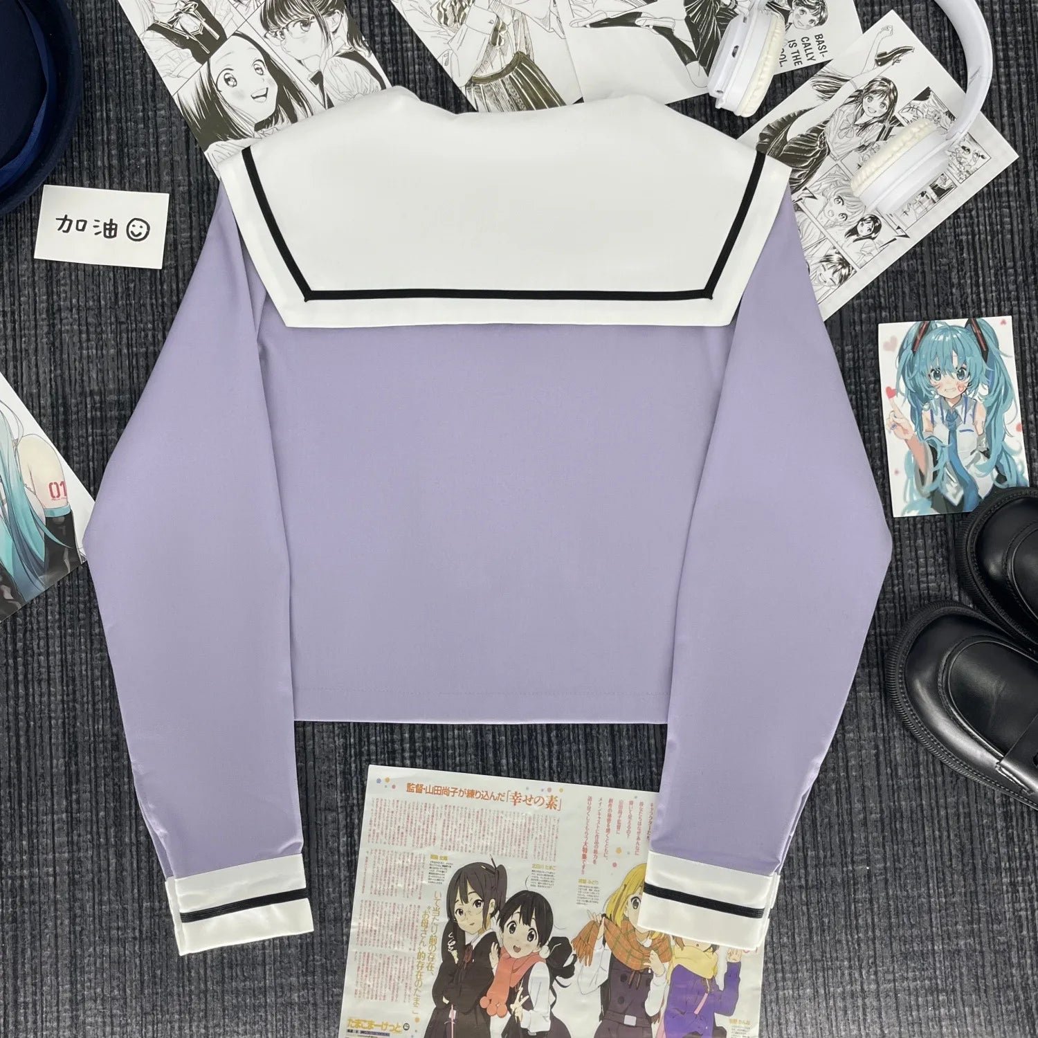 Cute Japanese-style Summer School Uniform Skirt For Girls Cosplay Purple Shirt Jk Sailor Uniform Women's Party Long-sleeve Suit