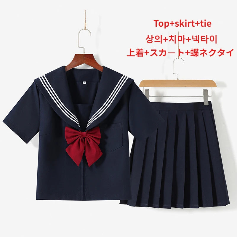 Japanese School Uniform Girls Fashion Versatile College Style Fresh Sweet Jk Suit Basic Sailor Suit Female Long-sleeved Suit New