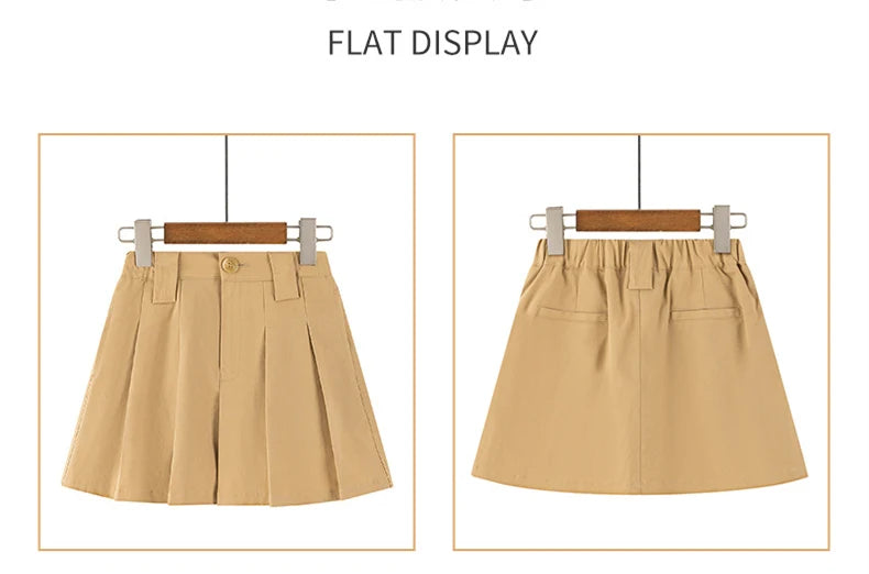 College Preppy Style Kids Uniform Skirt for Girls to School Girl Khaki Pleated Skirt Clothes Elegant Child Uniform For Teenager