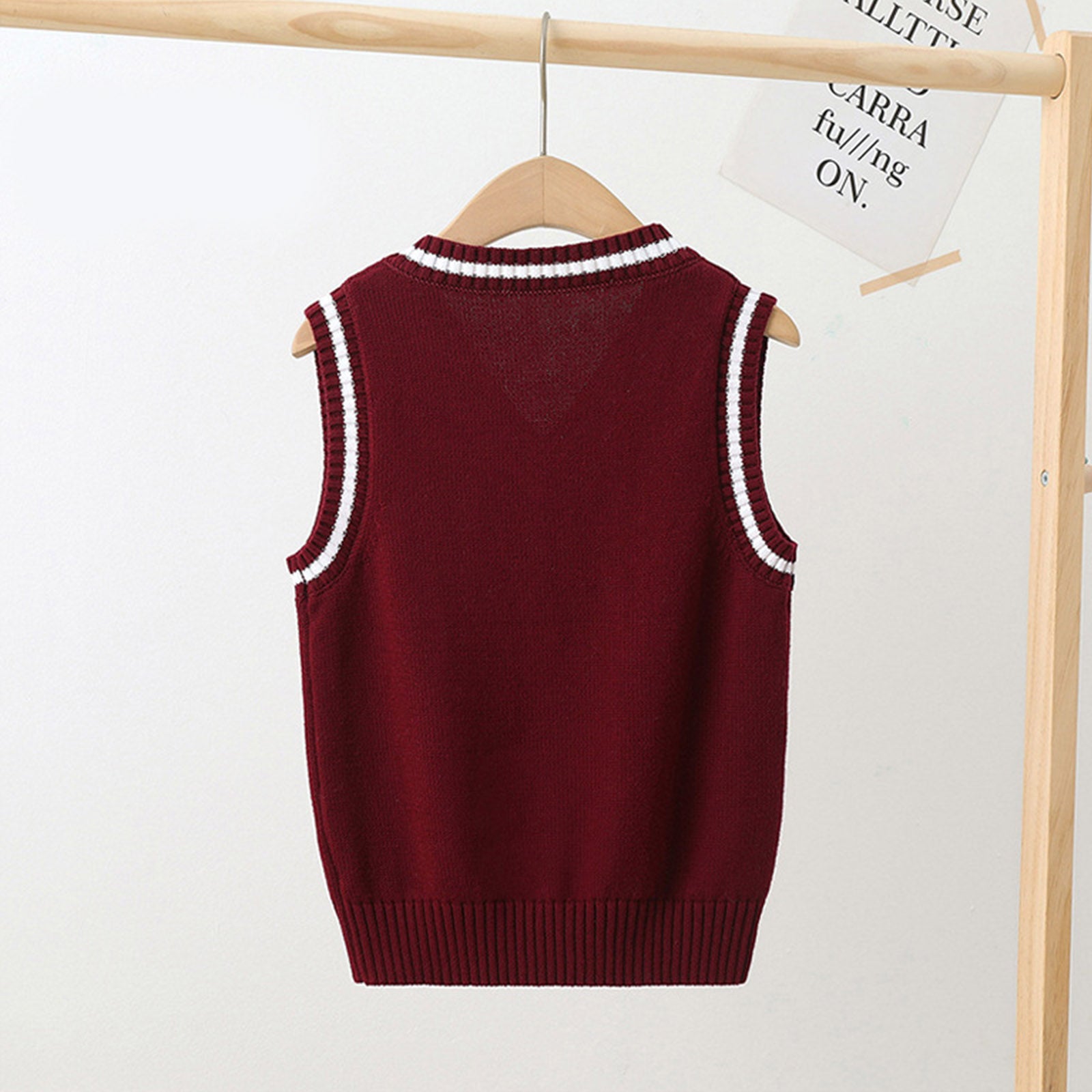 Boys Girls School Uniform Waistcoat Casual Knitted Sweater Vest V Neck Preppy Style Outerwear Children Spring Autumn Clothing