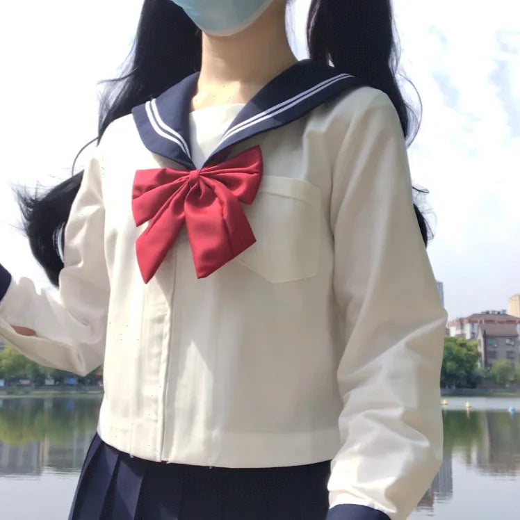 Traditional Versatile JK School Uniform Skirt Japanese Kansai Collar Two-piece Sailor Uniform Academic Style Graduation Outfit