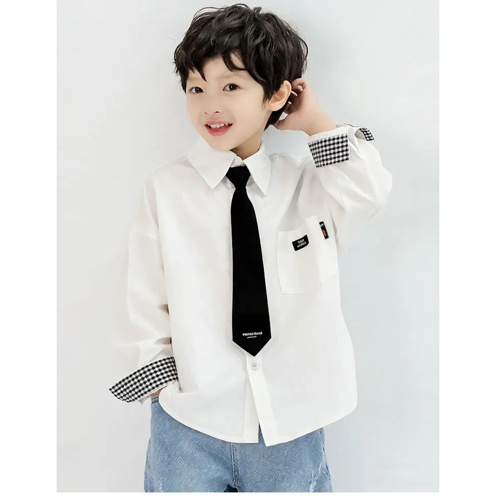Boys Polo Shirts 2026 Autumn Spring T-shirts for Kids School Uniform Children White Blouse Teenager Outerwear Baby Outfits