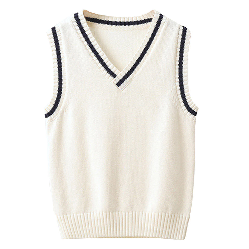 Boys Girls School Uniform Waistcoat Casual Knitted Sweater Vest V Neck Preppy Style Outerwear Children Spring Autumn Clothing