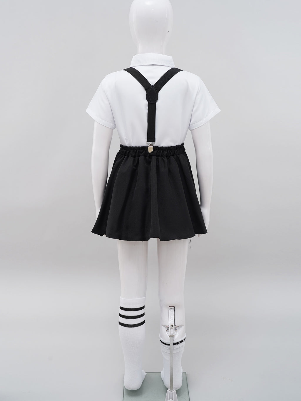 Kids Girls Student School Uniform Shirt Top with Suspenders Skirt Socks Children Choir Stage Performance Suit Schoolgirl Costume