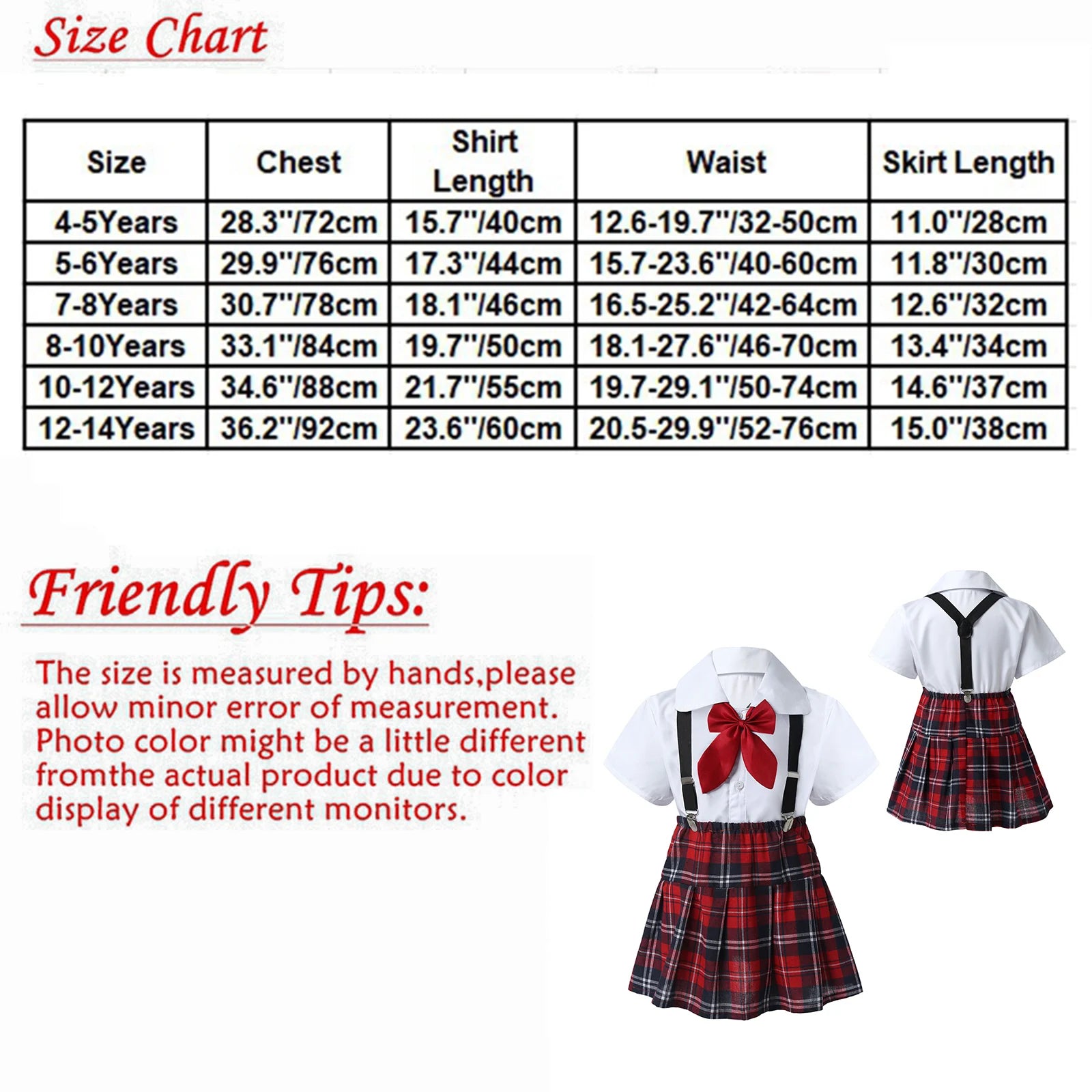Kids Girls Student School Uniform Shirt Top with Suspenders Skirt Socks Children Choir Stage Performance Suit Schoolgirl Costume
