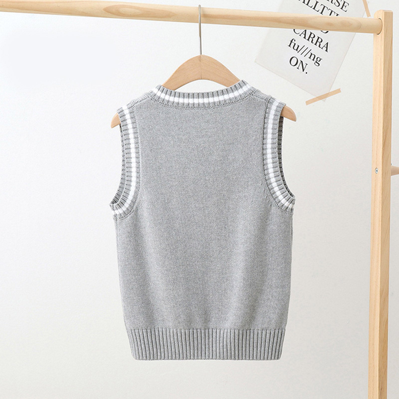 Boys Girls School Uniform Waistcoat Casual Knitted Sweater Vest V Neck Preppy Style Outerwear Children Spring Autumn Clothing