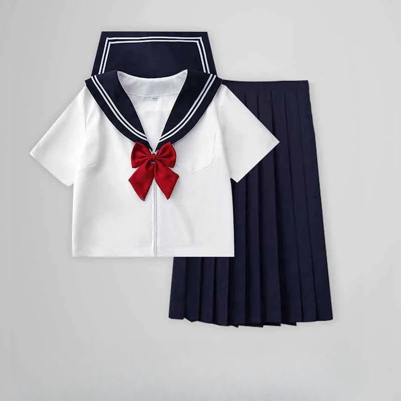Traditional Versatile JK School Uniform Skirt Japanese Kansai Collar Two-piece Sailor Uniform Academic Style Graduation Outfit