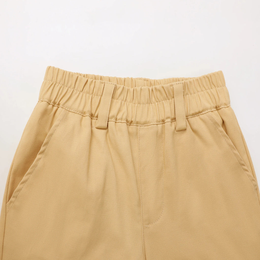 Boys' Khaki Pull-On Pants – Elastic Waist, Soft Fabric, Perfect for School & Play, Easy to Wear & Move In