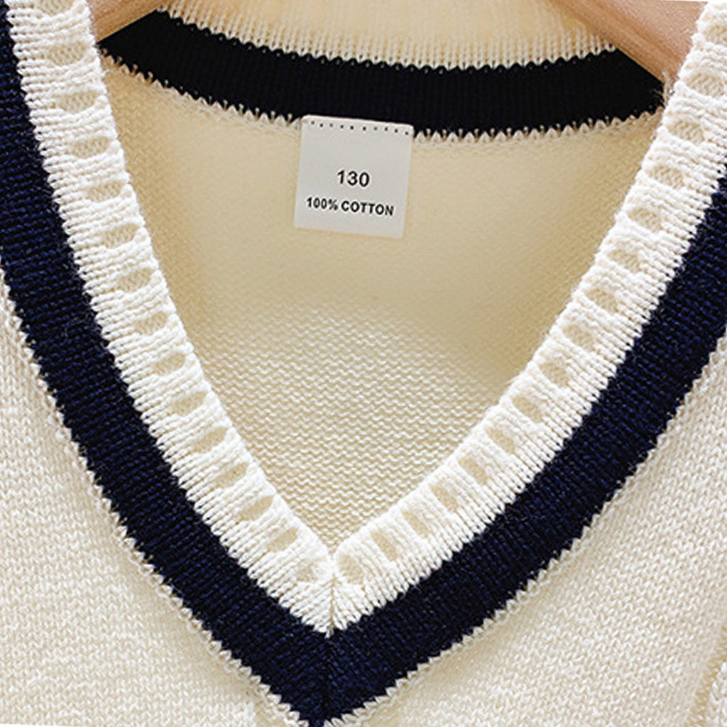 Boys Girls School Uniform Waistcoat Casual Knitted Sweater Vest V Neck Preppy Style Outerwear Children Spring Autumn Clothing