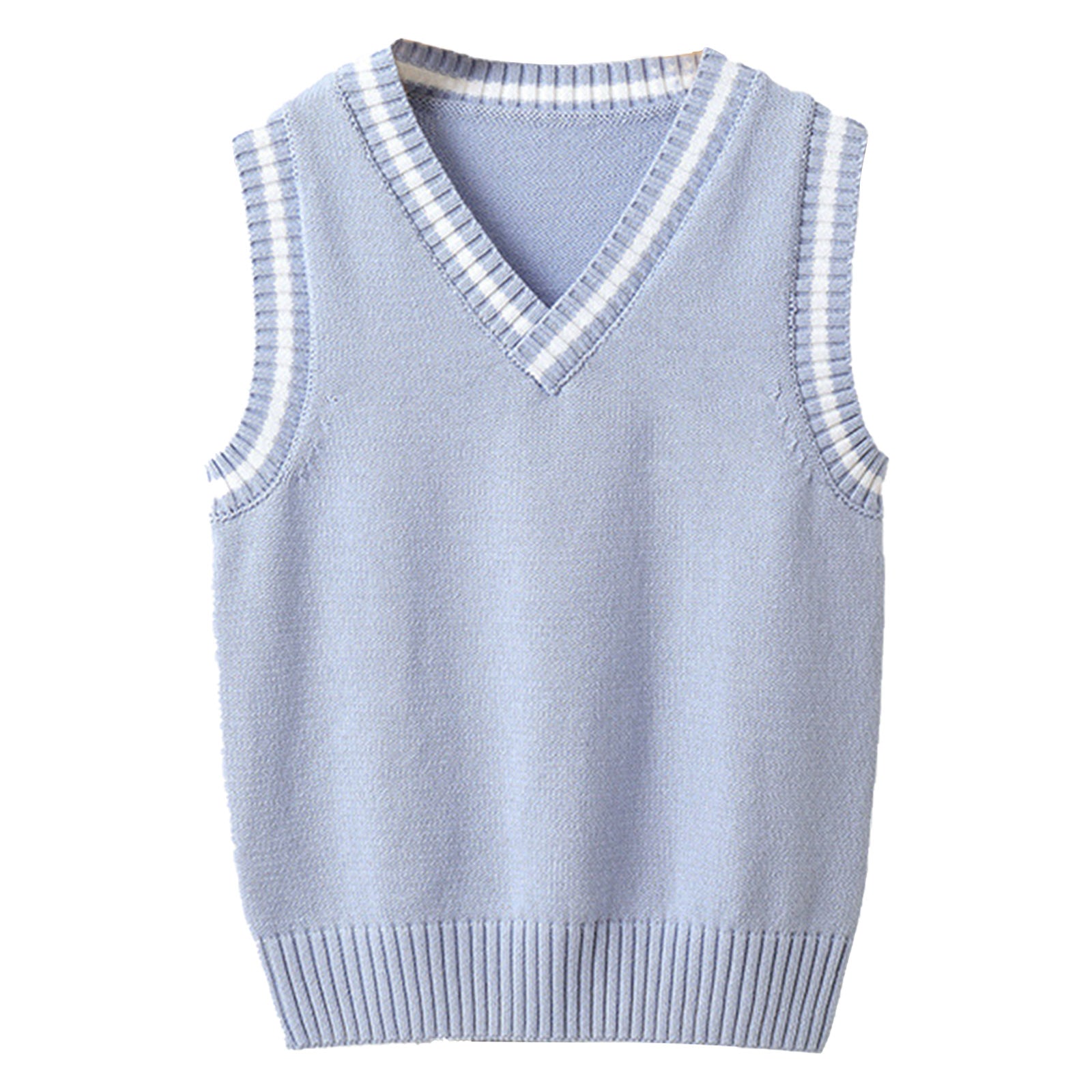 Boys Girls School Uniform Waistcoat Casual Knitted Sweater Vest V Neck Preppy Style Outerwear Children Spring Autumn Clothing
