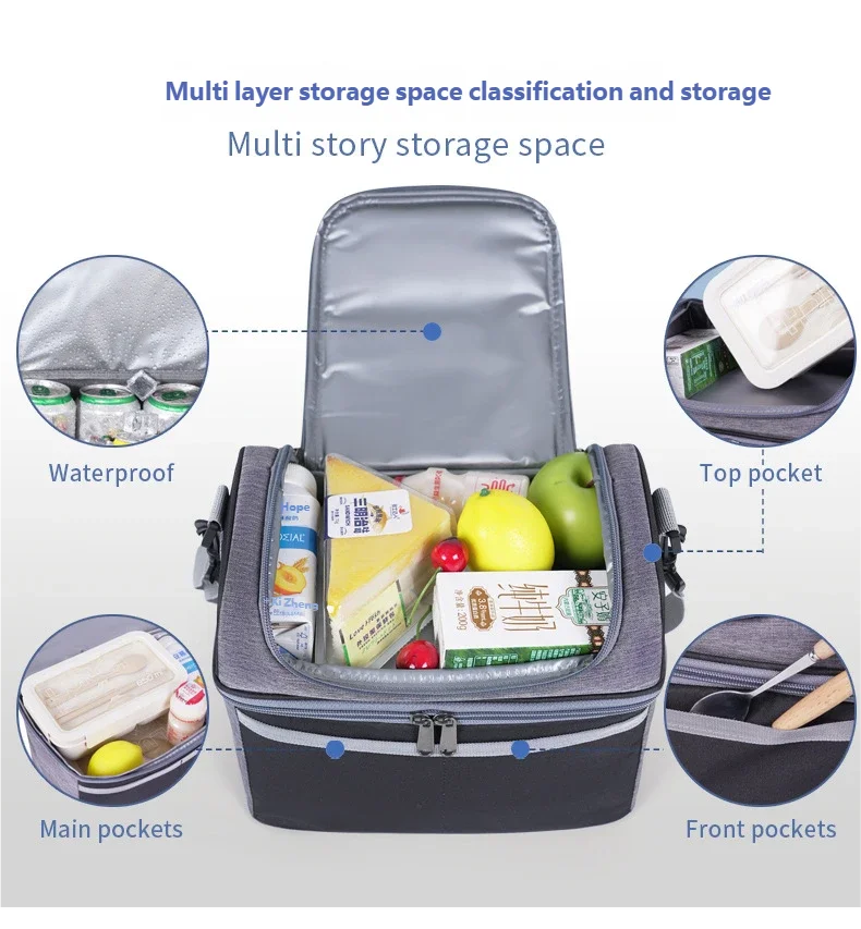 Insulated Lunch Bag Large Lunch Bags For Women Men Reusable Lunch Bag With Adjustable Shoulder Strap