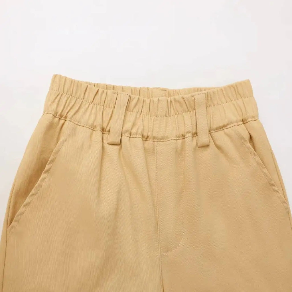 Boys' Khaki Pull-On Pants – Elastic Waist, Soft Fabric, Perfect for School & Play, Easy to Wear & Move In