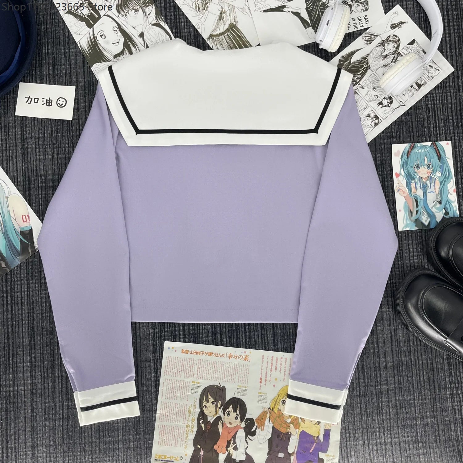 Cute Japanese-style Summer School Uniform Skirt For Girls Cosplay Purple Shirt Jk Sailor Uniform Women's Party Long-sleeve Suit