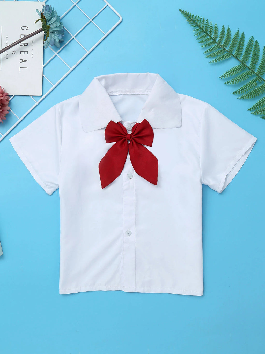 Kids Girls Student School Uniform Shirt Top with Suspenders Skirt Socks Children Choir Stage Performance Suit Schoolgirl Costume